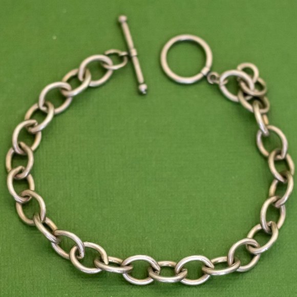 8 inch, Vintage Round Links Sterling Silver Chain Bracelet, K35 - Picture 2 of 3